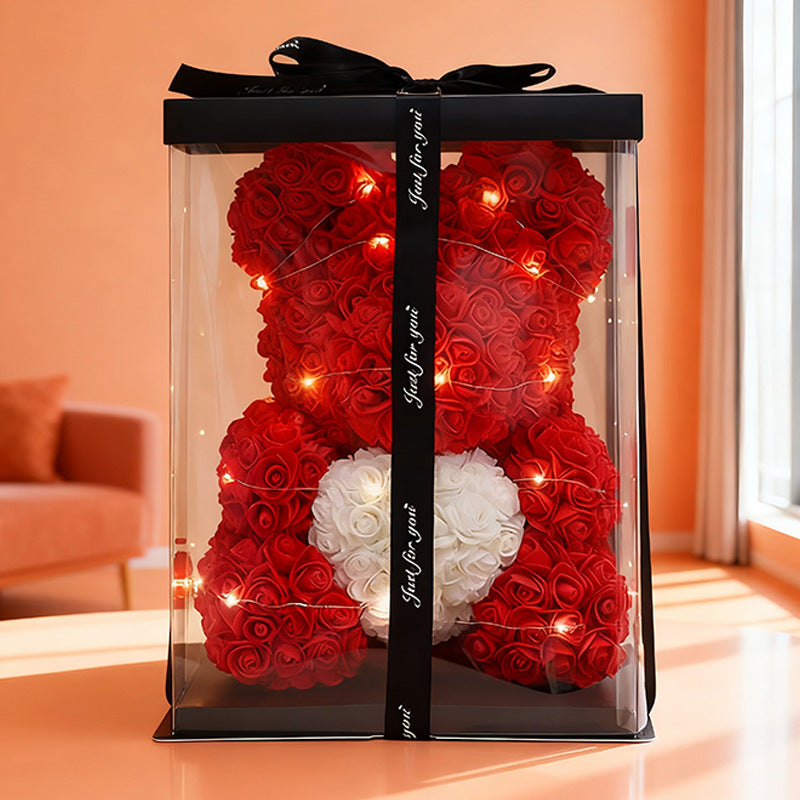 Floral Decorative Bear with Gift Box